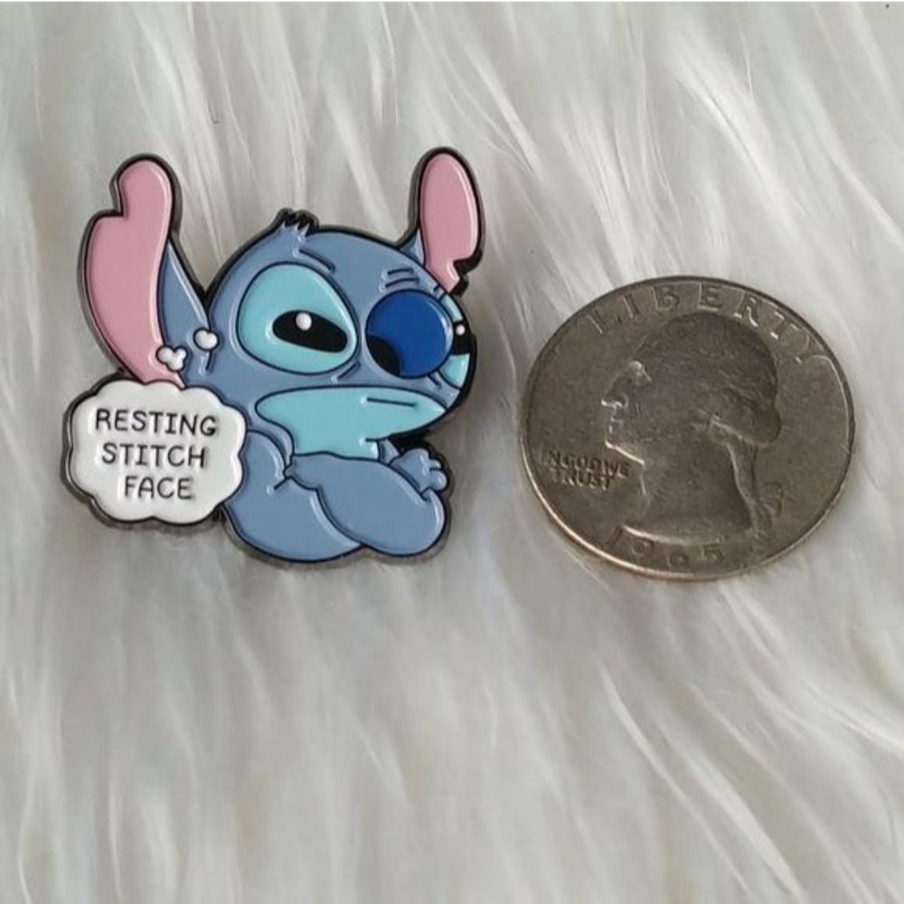 Resting Stitch Face Art Fantasy Enamel Pin - Picture 2 of 4